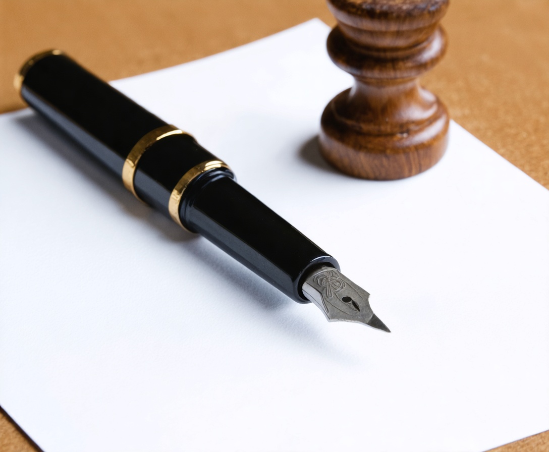 Plniace pero a dokument so štítkom, elegantná kompozícia